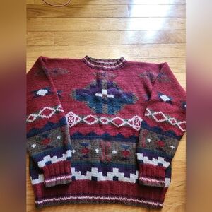 L.L. Bean Men's Aztec Patterned Crewneck Sweater Vintage